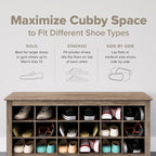 Prepac Gray Hall Tree, Shoe Cabinet, Storage Cabinet with 24 Shoe Cubbies and 6 Double Coat Hooks 15.5" D x 60" W x 77" H