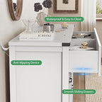 Dresser for Bedroom with 6 Drawers, 54" Wide Wood Chest of Drawers with Deep Drawers & Mental Handle, Modern Dresser TV Stand, Wooden Closet Storage Organizer for Living Room, Hallway, Entryway, White