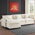 111.4" L-Shaped Cloud Chenille Sectional with Reversible Chaise, Flexible 3+1 Layout for Large Spaces, Deep Seat and Free Pillows Included