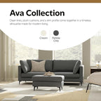 SIMPLIHOME Ava Sofa in 100% Recycled Polyester Tightly Woven Performance Fabric, Pebble Grey, 90-inches Wide, Handcrafted Mid-Century Modern Style Sofa for Living Room or Couch for Family Room