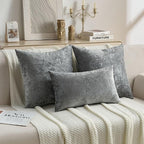 FUTEI Dark Grey Flannel Throw Pillow Covers 26x26 Inch Set of 2,Soft Dimensional Textured Euro Pillow Shams,Modern Home Decor for Couch Living Room