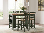 Signature Design by Ashley Gesthaven Modern Counter Height Dining Table with 3 Shelves and Trestle Base, Light Brown & Green