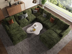EASE MOOSE Oversized Sectional Cloud Couch, 9-Seat Modular Boneless Sofa Set with Deep Seat, No-Assembly Chenille Sofa for Living Room, Green