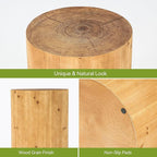 LITTLE TREE Small End Table, Wood Round Drink Table, Farmhouse Side Table for Small Spaces, Modern Plant Stand, Accent Cocktail Table for Living Room, Bedroom Nightstand, Wooden Pedestal Natural