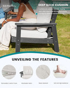 SERWALL Outdoor Patio Furniture Set, 5 Piece HDPE Patio Conversation Sets, All-Weather Wood-Like Outdoor Couch Loveseat and Coffee Table with Thick Cushions for Porch Balcony Garden Backyard