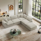 Cloud Modular Sectional Sofa,143" Down Filled Sofa 4 Seat with Chaise,Minimalist Sofa Cover Washable and Replaceable Couches for Living Room,Sectional Sofa Deep Seat