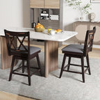 COSTWAY Bar Stool Set of 4 for Kitchen Island, 25" Counter Height Chair with Ergonomic Backrest, Foot Rest, Waterproof PVC Surface & Solid Wood Structure, 360°Swivel Farmhouse Barstool with Back