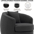 Swivel Accent Chair, Modern Upholstered Boucle Barrel Arm Chairs with Pillow for Living Room, 360 Degree Round Swivel Sherpa Armchair with Round Base for Bedroom Club (1, Dark Grey)