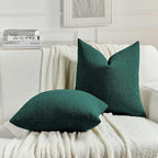 FUTEI Teal Chenille Decorative Throw Pillow Covers 16x16 Inch Set of 2,Soft Cozy Faux Linen Textured Cushion Case,Farmhouse Home Decor for Couch Living Room