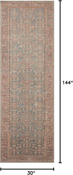 Loloi Angela Rose Aubrey Collection AUB-04 Blue/Terracotta 2'-6" x 12'-0", .19" Pile Height, Runner Rug