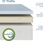 Cool Gel 10 Inch California King Memory Foam Mattress Medium Firm, King Size Memory Foam Mattress Cooling, Made in the USA, 10" Depth with Pressure Relief, CertiPUR-US Certified, CoolGel Bed