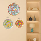 RITUALISTIC Madhubani Decorative Wall Sculpture for Home Decoration | Art Décor for Living Room | Metal Artwork | Unisex Gift Collection & Christmas gifts | Wall Plate Set of 3 Plates