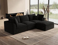 110" Cloud Sectional Couches for Living Room, Boneless L-Shape Couch with Ottoman, 3 Seater Modular Sectional Sofa, Black