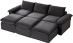 113.03" Sectional Couches for Living Room Modern Modular Sofa Couchs Upholstered Corduroy Boneless Couch Deep Seat Cloud Couch with Ottoman, No Assembly Required, Dark Gray