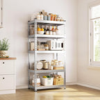 Yaheetech Storage Shelves 5 Tier Garage Shelving Heavy Duty Garage Shelves Adjustable Metal Shelving Unit Utility Rack Industrial Shelving for Warehouse Pantry Closet, 27.5" W x 12" D x 60" H, Silver
