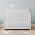 Graco Hadley 5-in-1 Convertible Crib with Drawer (White) – GREENGUARD Gold Certified, Crib with Drawer Combo, Full-Size Nursery Storage Drawer, Converts to Toddler Bed, Daybed