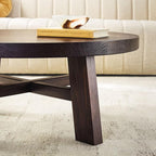 Walker Edison Colt Modern Farmhouse Solid Wood Round Coffee Table, 36 Inch, Espresso