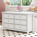 White Dresser for Bedroom 6 Drawers Dresser - 47.2" Wide 6 Chest of Drawers Storage Double Cabinet as Bedfoot Organizer & Wardrobe Cabinet