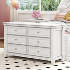 White Dresser for Bedroom 6 Drawers Dresser - 47.2" Wide 6 Chest of Drawers Storage Double Cabinet as Bedfoot Organizer & Wardrobe Cabinet