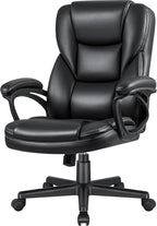 JUMMICO Executive Office Chair High Back Managerial Home Desk Chair, Adjustable Swivel Computer PU Leather Chair with Lumbar Support (Black)