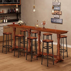 LITTLE TREE Bar Height Table, Small Pub Table with Solid Wood Base, Retro Mid-Century Design, Indoor Cocktail Bar for Small Spaces, Kitchen, Living Room, Mocha Brown