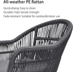 PURPLE LEAF 11 Pieces Patio Dining Set with Outdoor Aluminium Dining Table and Woven Rattan Chairs Modern Metal Furniture Cushions Sets for Garden Yard Indoor Decor Kitchen Grey