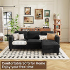 ZeeFu Sectional and Sofa Couches for Living Room - 78'' 3 Seater L-Shaped Modular Couch with Storage Ottoman - Modern Velevt Fabric Upholstered Sofa Set for Small Space Apartment Office