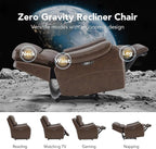CHITA Large Power Zero Gravity Recliner Chair, Genuine Leather Recliner Chair for Adults with Adjustable Power Headrest and Hidden Slide-Out Cupholders, USB and Type-C Ports, Dark Brown