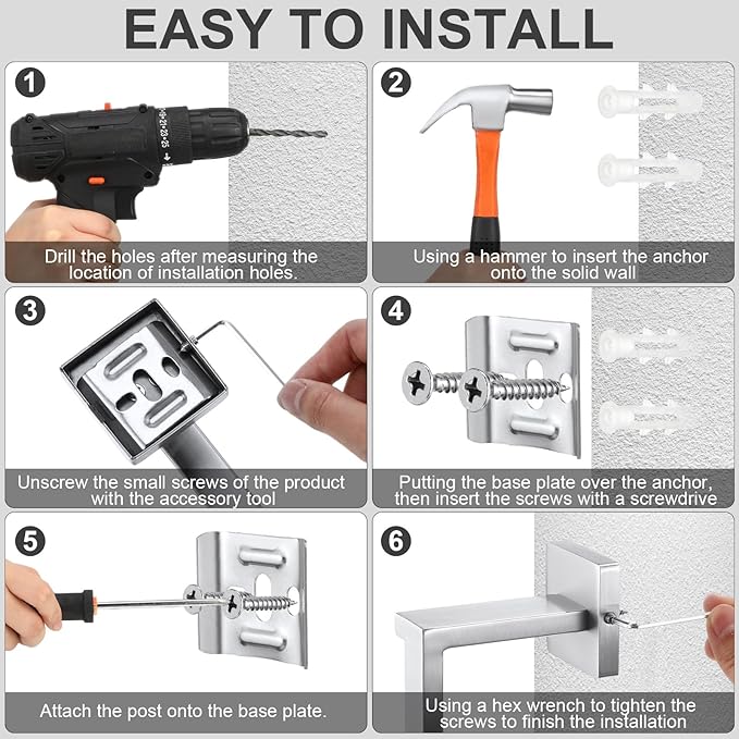 Gisafai 20 Pcs Bathroom Hardware Accessories Set 23.6 Inch Bath Towel Bar Kit Stainless Steel Bathroom Hardware Set Towel Racks Ring Hooks Paper Holder for Wall Mounted (Silver)