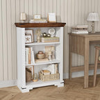3-Tier Farmhouse Bookshelf, Book Shelf with Open Storage & One Adjustable Shelf, 9.8" D x 26" W x 38" H, Wooden Bookshelf for Study Room, Living Room, Kitchen, Bedroom (White)