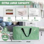 WORKPRO 6 Pack Extra Large Moving Bags with Zippers & Carrying Handles Backpack Straps, Heavy-Duty Storage Tote for Space Saving & Storage, Alternative to Moving Box (Green)
