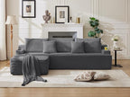 106" Cloud Sectional Couch, Modular Sectional Sofa with L-Shape Chaise, Corduroy Boneless Couch with Deep Seat, Upholstered Sofa for Living Room, No Assembly Required(Left-Facing Chaise, Dark Grey)