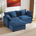 77" Cloud Chenille L-Shaped Sofa with Ottoman | Space-Saving Apartment Couch with 29.1" Deep Seat & Footrest | FSC Certified Solid Wood & Metal Frame | Easy Assembly & 1YR Guarantee