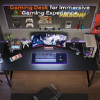 PRAISUN 54 X 24 Inch Computer Desk with Deeper Desktop, Gaming Office Writing Work Desk for Home Office, Study, Bedroom, Work from Home, Metal Frame, Black