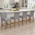 GOTMINSI 24" Bar Stools Set of 4 for Kitchen Island Upholstered Counter Height Bar Stools with Button Tufted Decoration Barstools Home Kitchen Island Wooden Bar Chairs Grey