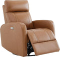 CHITA Genuine Leather Power Swivel Glider Recliner Chair for Adults, FSC Certified Electric Nursery Rocker Recliner Chair for Living Room, Saddle Brown