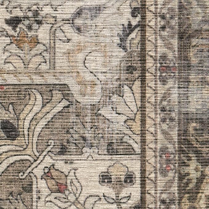 RUGGABLE Washable Vintage Area Rug – Kamran Hazel 9x12, Stain-Resistant, Non-Slip – Large Machine Washable Rugs for Living Room, Bedroom, Hallway, Entryway & Office–with Standard Pad