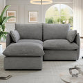 Cloud Modular Sectional Sofa, Waterproof Down Filled Sectional Sofa, High Backrest Loveseat Couch with Ottoman, Modern Modular Couch with Removable Cover, Dark Gray