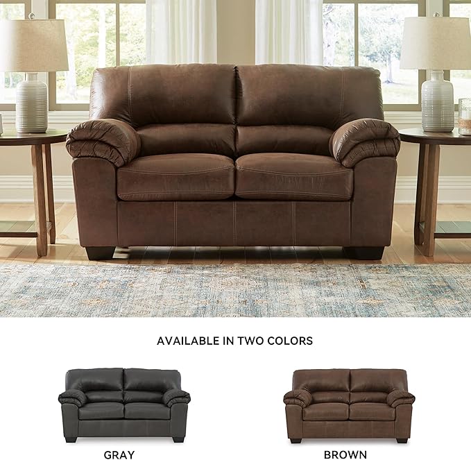 Signature Design by Ashley Bladen Faux Leather Loveseat, Brown