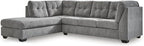 Signature Design by Ashley Marleton Contemporary Left-Arm Facing Tufted 2-Piece Sectional with Chaise and Loose Seat Cushions, Light Gray