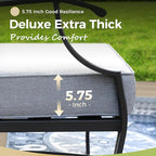 Patio Furniture Set 5 pcs, Outdoor Patio Furniture, 3-Seat Sofa, 2 Swivel Chairs, 2 Ottomans and 5.75" Extra Thick Cushion, Patio Conversation Set for Garden Backyard Deck,Grey