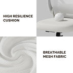 Computer Desk Chair with Wheels, Mesh Office Chair with Flip Up Arms, Adjustable Lumbar Support, Swivel Desk Chair Comfy, White