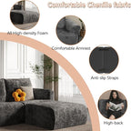 EASE MOOSE Cloud Couch Sectional Sofa, Large U-Shaped Oversized Modular Couch for Living Room, Minimalist Boneless Convertible Couches with Ottoman, 5-Seat Deep Sofa for Bedroom, Chenille (Dark Grey)