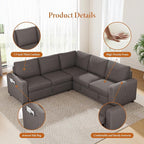 Vesgantti 88.4" Sleeper Sectional Couch with Pull Out Bed, 5 Seater L Shaped Modular Sectional Sofa with Storage, Comfy Corduroy Modular Sofa for Living Room, Bedroom, Apartment, Light Coffee