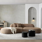 135.4" Oversized Curved Sofa, Modern Minimalist Comfy Sectional Couch, Upholsted Boucle Luxury Sofas Chaise, 6 Seater Modular Couches for Living Room Home Office Apartment (Left Facing,Camel)
