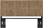 Headboard Coastal Design Handwoven Seagrass Matte Black Feet Rustic Decor Queen