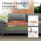 87" Cloud Modular Sectional Loveseat, 2-Seater w/Deep Seat & Removable Arms, Plush Corduroy for Small Living Room & Apartment - Gray