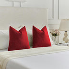 FUTEI Christmas Red Chenille Decorative Throw Pillow Covers 20x20 Inch Set of 2,Soft Cozy Faux Linen Textured Cushion Case,Farmhouse Home Decor for Couch Living Room