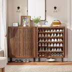 Tribesigns Shoe Cabinet with Shutter Doors, 6-Tier Entryway Shoe Cabinet with Adjustable Shelves, Wooden Modern Rack Organizer for Entryway, Hallway, Closet, Living Room, Walnut