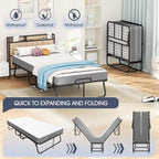 INTERGREAT Folding Bed, 75" x 31"Cot Size Portable Folding Beds for Adults, Metal Foldable Bed on Wheels for Guest, Space Saving Roll Away Beds for Easy Storage